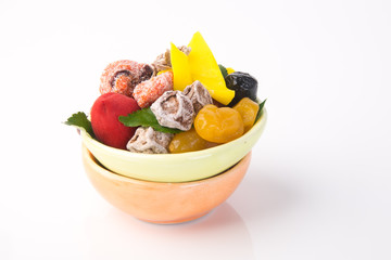 preserved fruits & Dried fruits. Food Snack on a Background