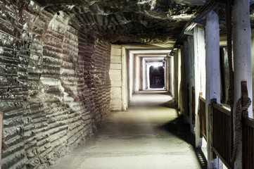 Fototapeta na wymiar Underground illuminated tunnel