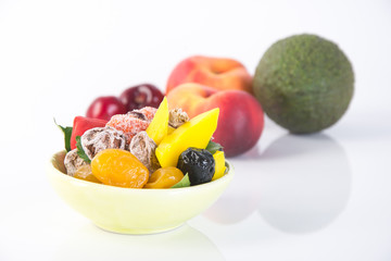 preserved fruits & Dried fruits. Food Snack on a Background