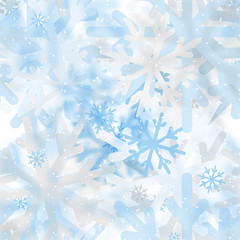 Abstract seamless pattern of snowflakes blurry