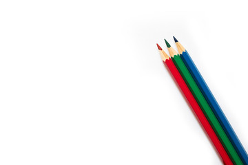 Color pencils on white background