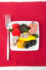 preserved fruits & Dried fruits. Food Snack on a Background