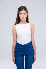 Obraz premium Portrait of a serious female teenager