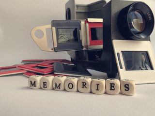 Vintage slide projector with film holder