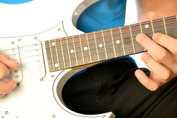 Fototapeta premium A musician on electric guitar