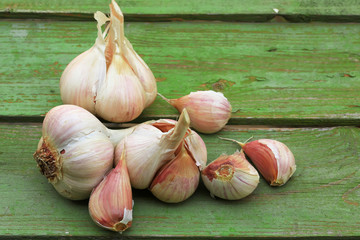 garlic on old wooden background