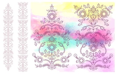 Floral watercolor vector illustration set 