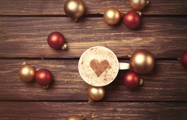 Cup of coffee and christmas bubbles