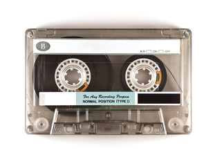 Retro audio cassette isolated on white 