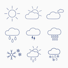 Set of weather icons for design of web interface or mobile widge