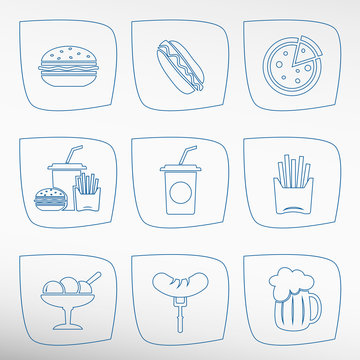 Set of fast food icons