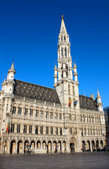 Fototapeta na wymiar Town Hall on Grand place in Brussel, Belgium