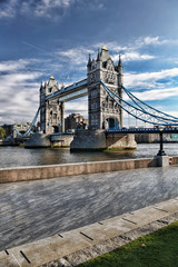 Fototapeta na wymiar Famous Tower Bridge against blue sky in London, England