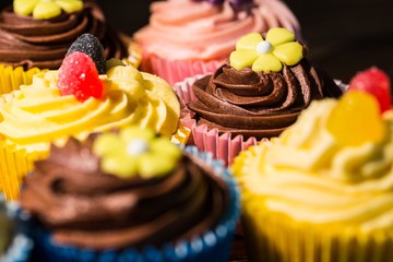 Delicious cupcakes on a table