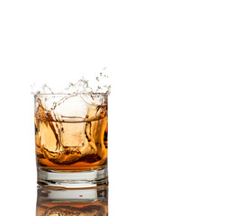 whisky splash isolated on a white background