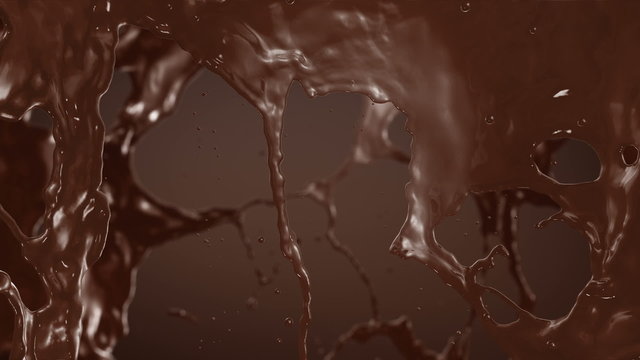 Splash of Hot Chocolate. Slow motion.