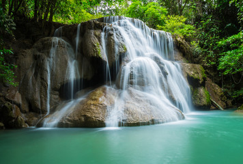Huai Mae Khamin waterfall in Kanchanaburi province, Thailand.