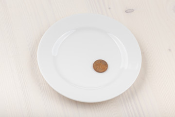 Coin on plate