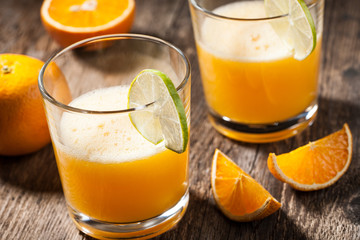 Orange juice and oranges