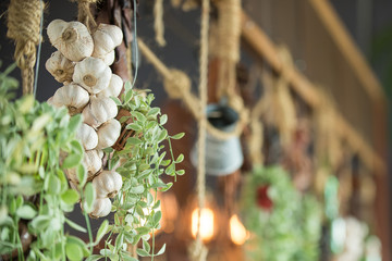 Garlic bunch adorn coffee shop