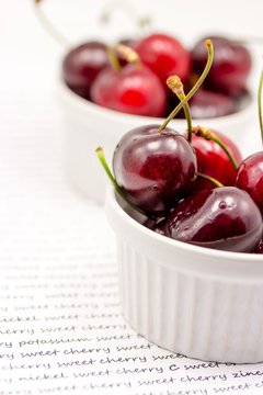 Bowl with ripe cherries