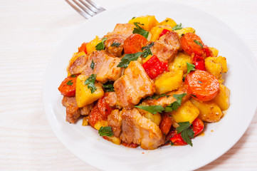 meat stew with potatoes and carrot