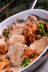 Pork tenderloin with Chanterelle sauce