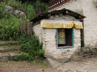 Sheltered prayer wheel in the Everest Region