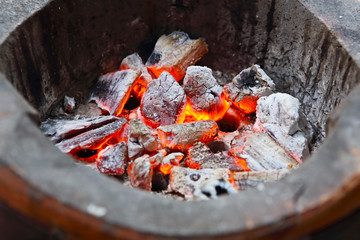 Closeup Burning Charcoal.