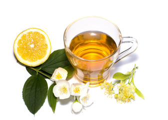 lime tea, lemon and flower