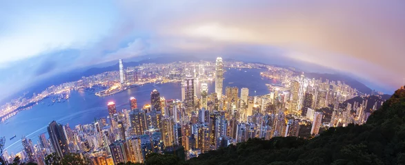 Fotobehang Hongkong bij nacht © ymgerman