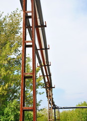 Technical pipes above ground on pylons