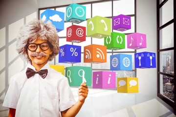 Composite image of pupil dressed up in wig