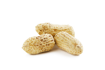 Dried peanuts Isolated on White Background.
