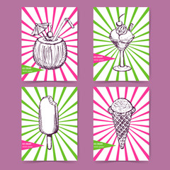 Sketch set with ice cream poster