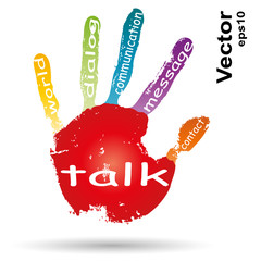 Vector conceptual children painted hand print word cloud