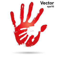 Vector conceptual mother and child hand print isolated