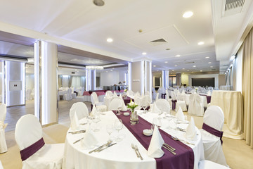 Wedding hall or other function facility set for fine dining 