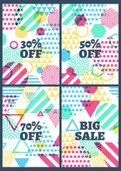 Set of vector abstract geometric background. Summer sale design.