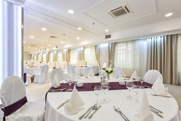Wedding hall or other function facility set for fine dining 