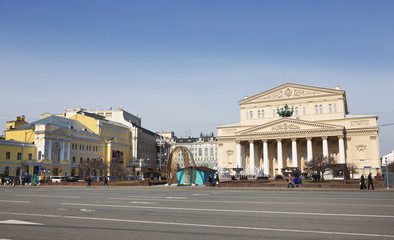 Fototapeta na wymiar Cityscape, Moscow, Theatre square, Bolshoi theatre, Russia