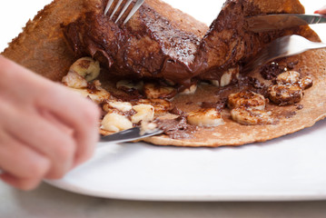 Crepes with Banana and Chocolate cream