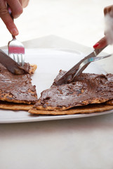 Sharing Crepes with Banana and Chocolate cream