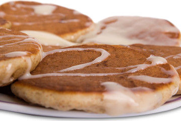 Pancakes stack on white background 