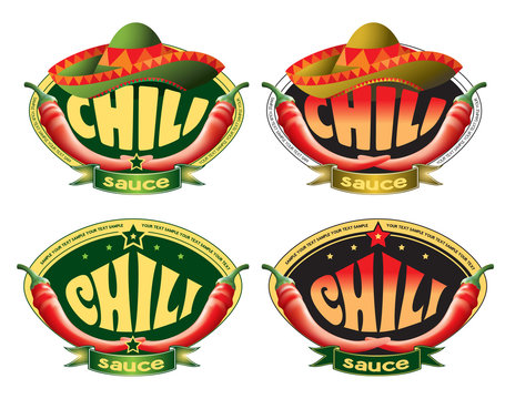 set of templates labels for sauce chili