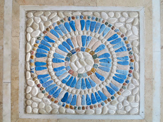 Colorful blue stone mosaic pannel decoration