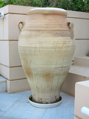 Ancient clay Minoan amphora in Crete, Greece