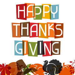 Happy Thanksgiving Day card design with holiday objects