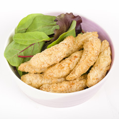 Prawn & Fish Bites - Fish and shrimp coated in crushed filo pastry and deep fried.
