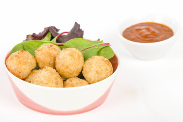 Prawn & Coconut Popcorn - Shrimp meat coated in coconut batter, breaded and deep fried.
